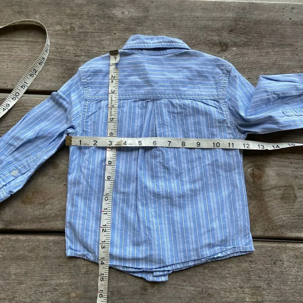 Carter's Boys Shirt‎ Size 24 Months Blue White Striped Button Down Front Up